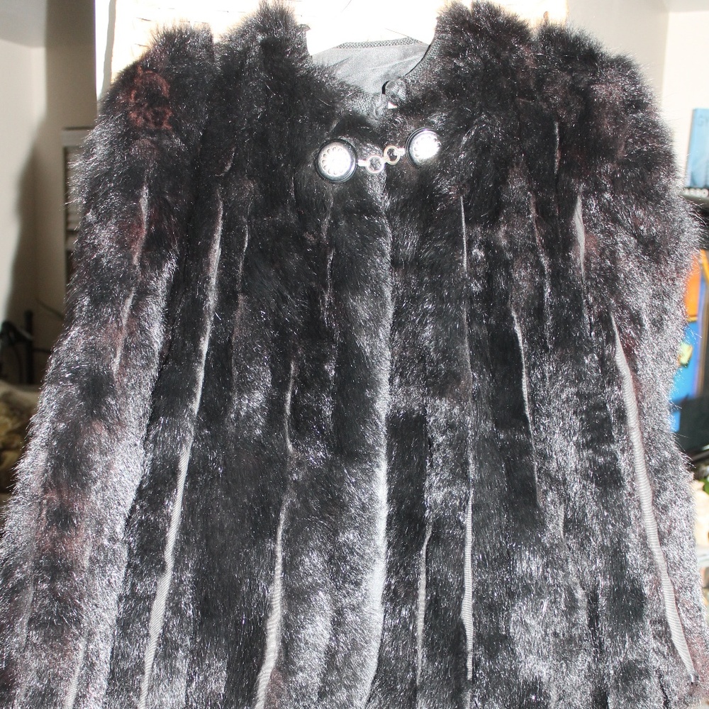 Vintage REAL Black Bear Below the Knee Length Coat
